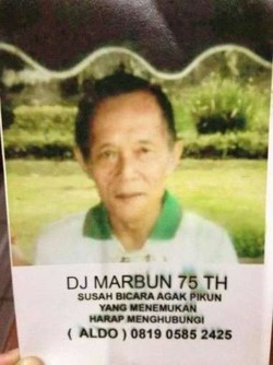 Pikun, DJ Marbun Sudah 3 Hari Hilang