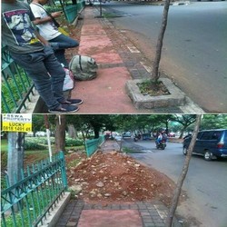 Gundukan Tanah di Trotoar Jl Letjen Suprapto Ini Sudah Bersih