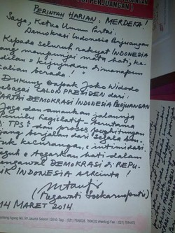Ini Dia Surat Perintah Harian Megawati untuk Dukung Jokowi Jadi Capres