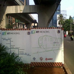 Proyek Monorel di Jalan Satrio Mulai Dikerjakan