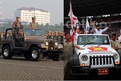 Prabowo dan Jokowi di Atas Jeep