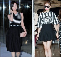 Korean Style: Seleb Korea Tampil Sporty Sampai Girlie dengan Motif Garis