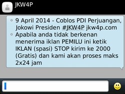 PDIP Pastikan SMS Coblos Jokowi #JKW4P Tidak Resmi