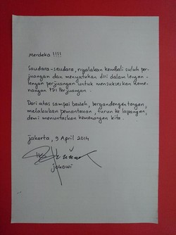 Hari Pencoblosan, Jokowi Tulis Surat Serukan Kader Menangkan PDIP