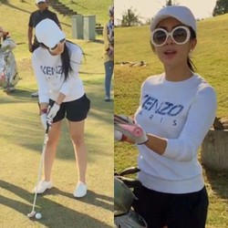 Gaya Santai Syahrini Main Golf