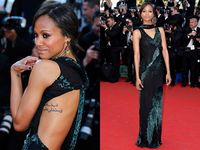 Zoe Saldana Pamer Tato Tulisan Arab di Festival Film Cannes