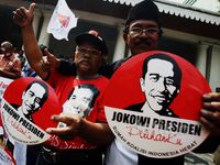 Tiba di Gedung Joang, Jokowi Disambut Pendukungnya
