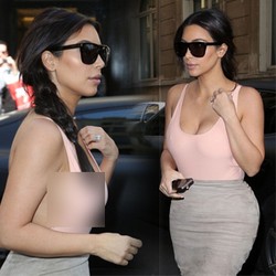 Gaya Kim Kardashian Tanpa Bra di Paris