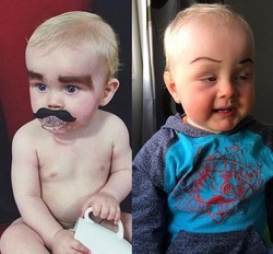 Foto: Lucunya, Bayi-bayi Ini Wajahnya Dihias dengan Gambar Alis