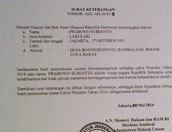 KPU Tunjukkan Bukti Prabowo Penuhi Syarat Kewarganegaraan
