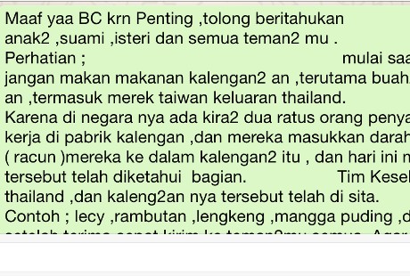 (HOAX) Makanan Kalengan Dari Thailand Mengandung Virus AIDS