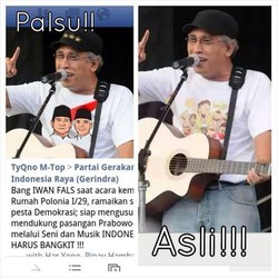 Fotonya Diedit Dukung Prabowo-Hatta di Twitter, Iwan Fals Berang