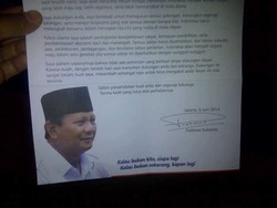 Tim Prabowo-Hatta: Surat Prabowo Dikirim untuk Semua Guru di Indonesia