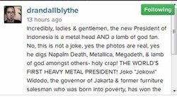 Lamb of God, Guns N Roses, Anthrax Ucapkan Selamat Kepada Jokowi