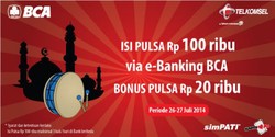 Sambut Lebaran, Bonus Pulsa 20K Untuk Isi Ulang Telkomsel 100K via e-Banking BCA
