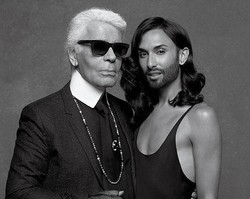 Conchita, Penyanyi dengan Brewok Berpose High-Fashion Bersama Karl Lagerfeld