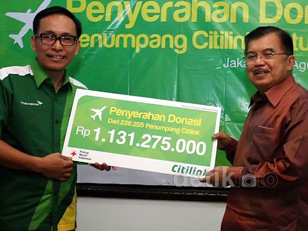 Citilink Donasikan Rp 1,1 M untuk PMI