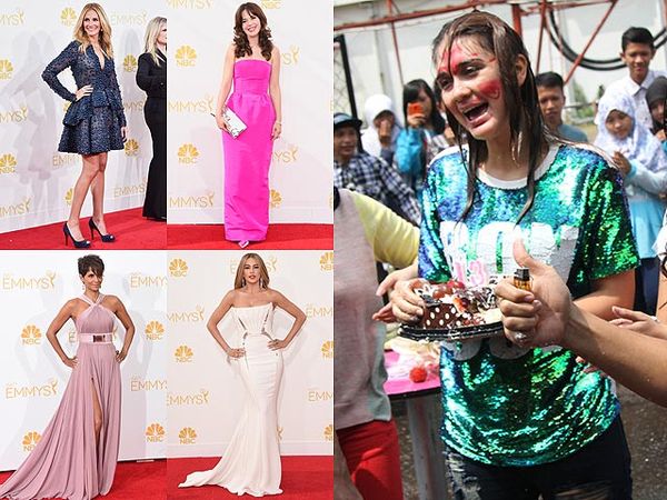 Parade Artis di Emmy Awards 2014, Luna Maya Basah-basahan