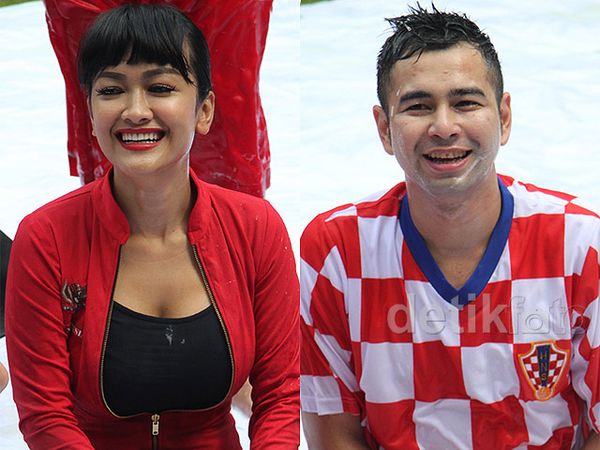 Main Air Bareng, Julia Perez dan Raffi Ahmad Basah-basahan