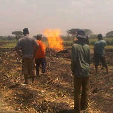 Sumur Pompa Milik Warga Ngawi Semburkan Lumpur dan Api