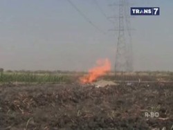 Semburan Api dan Lumpur dari Tanah Gemparkan Warga Ngawi