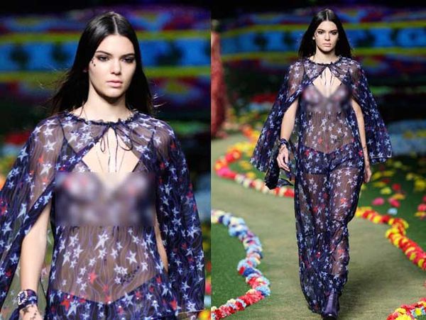 Pakai Baju Transparan, Kendall Jenner Tak Kenakan Bra