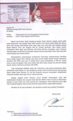 Ahok Benarkan Surat Pengunduran Dirinya Beredar di Media Sosial