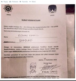Uniknya Surat Ridwan Kamil Tolak Pilkada Lewat DPRD, Ada Gambar Wajah
