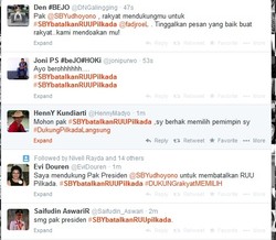 Akun Twitter Presiden SBY Dibanjiri Mention Tolak RUU Pilkada