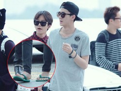Airport Fashion ala Sehun EXO: Snapback, T-shirt dan Sandal Jepit dari Indonesia