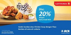 Diskon 20% atau Gratis Produk di Lotteria dengan Kartu Kredit BCA atau Flazz