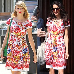 Siapa Lebih Cantik dengan Dress Floral Rp 10 Juta Ini, Taylor Swift atau Amal Alamuddin?