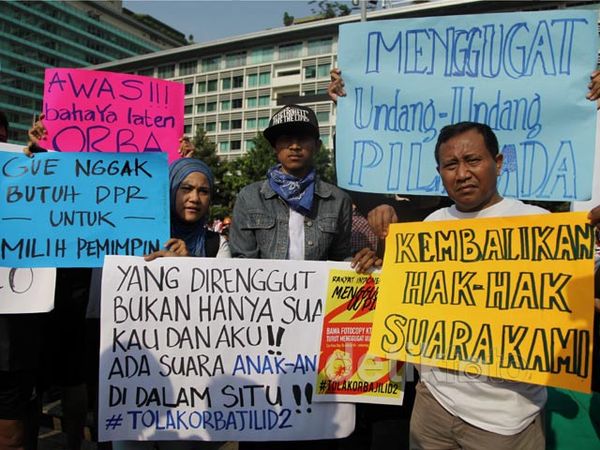 Aksi Tolak UU Pilkada di Bundaran HI