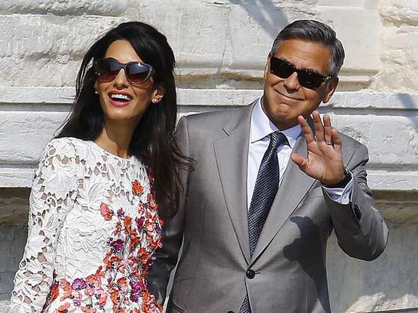 Wajah Bahagia Pengantin Baru, George Clooney dan Amal Alamuddin