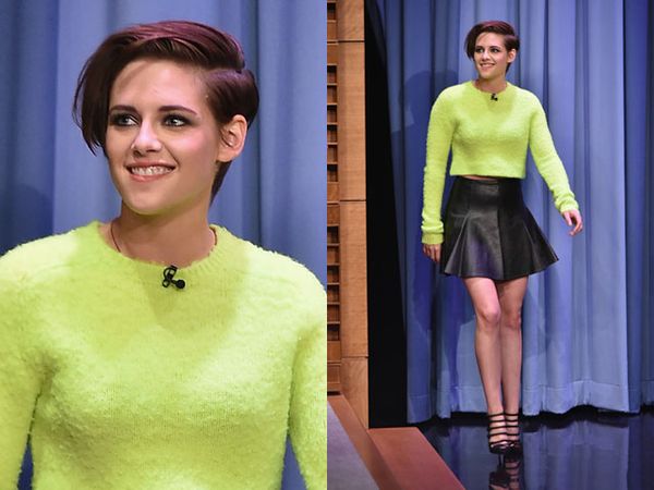 Kristen Stewart Chic dengan Rok Mini