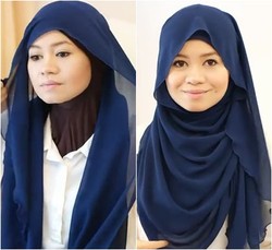 Hijab Style: Tutorial Hijab Menutup Dada Menggunakan Scarf Sifon Panjang