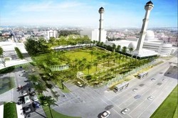 Pekerja Kebut Renovasi Alun-alun Bandung, Target Rampung November 2014