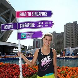 Jelang WTA Finals, Bouchard Santai di Kolam Renang Atap Hotel