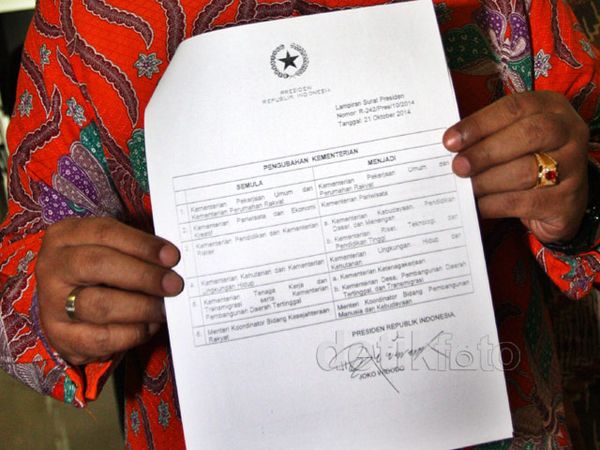 Ini Surat Perubahan Kementerian yang Dikirim Jokowi