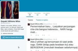 Tweet Terakhir Gayatri: NKRI Harga Mati