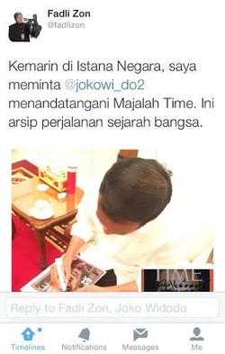Saat Fadli Zon Meminta Tanda Tangan Jokowi di Atas Majalah TIME
