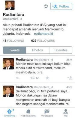 Twitter Menkominfo Rudiantara Ternyata Palsu