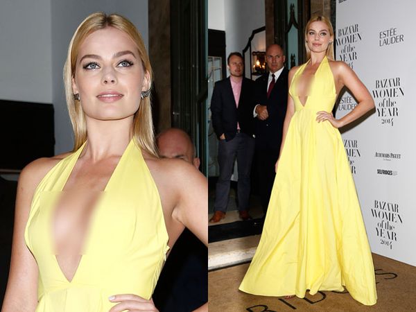 Tampil Ngejreng, Margot Robbie Pamer Belahan Dada
