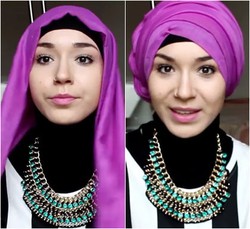 Tutorial Hijab Bergaya Turban dengan Aksen Twist