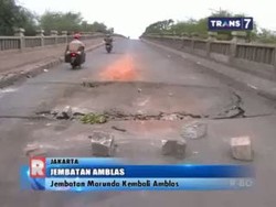 Belum Genap Setahun Diperbaiki, Jembatan Cilincing-Marunda kembali Amblas