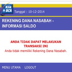 Mobile Banking BCA Error, Ini Penampakannya