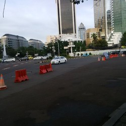 Pemotor Dilarang Lewat HI, Suasana di Bundaran Patung Kuda Sepi