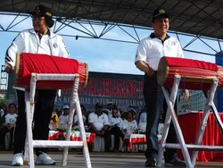 Ribuan Warga Makassar Antusias Ikuti Gerak Jalan Revolusi Mental