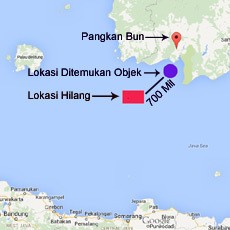 Ini Lokasi Penemuan Objek oleh Pesawat Orion di Wilayah Pangkalan Bun