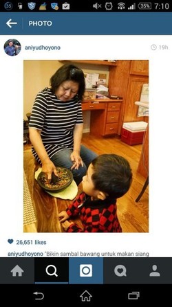 Tanpa Make Up dan Rambut Diroll, Ini Gaya Ibu Ani Ngulek Sambal